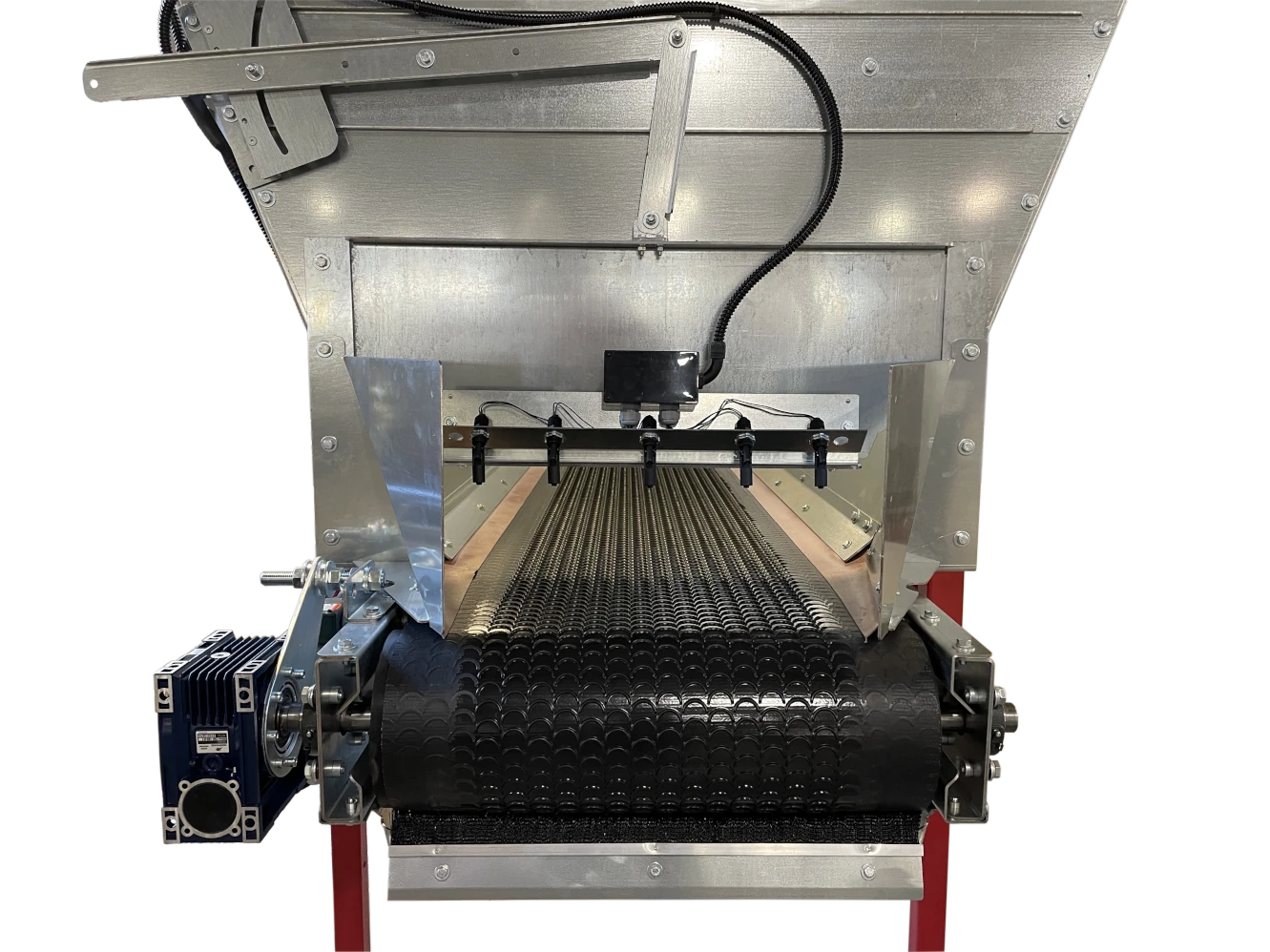 bulk hopper grip belt flow sensors